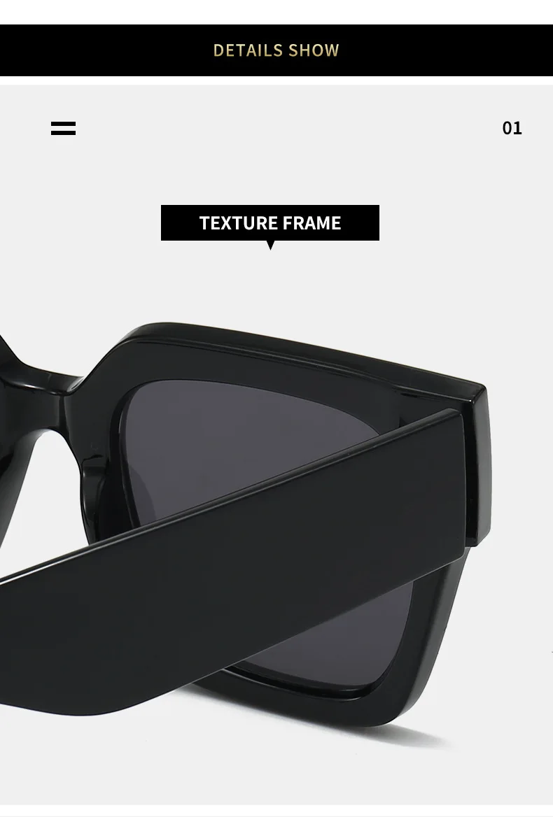 Quadratische Sonnenbrille mit dickem Rahmen, übergroße Damen-Sonnenbrille mit Leopardenmuster, Partybrille – Detail 16