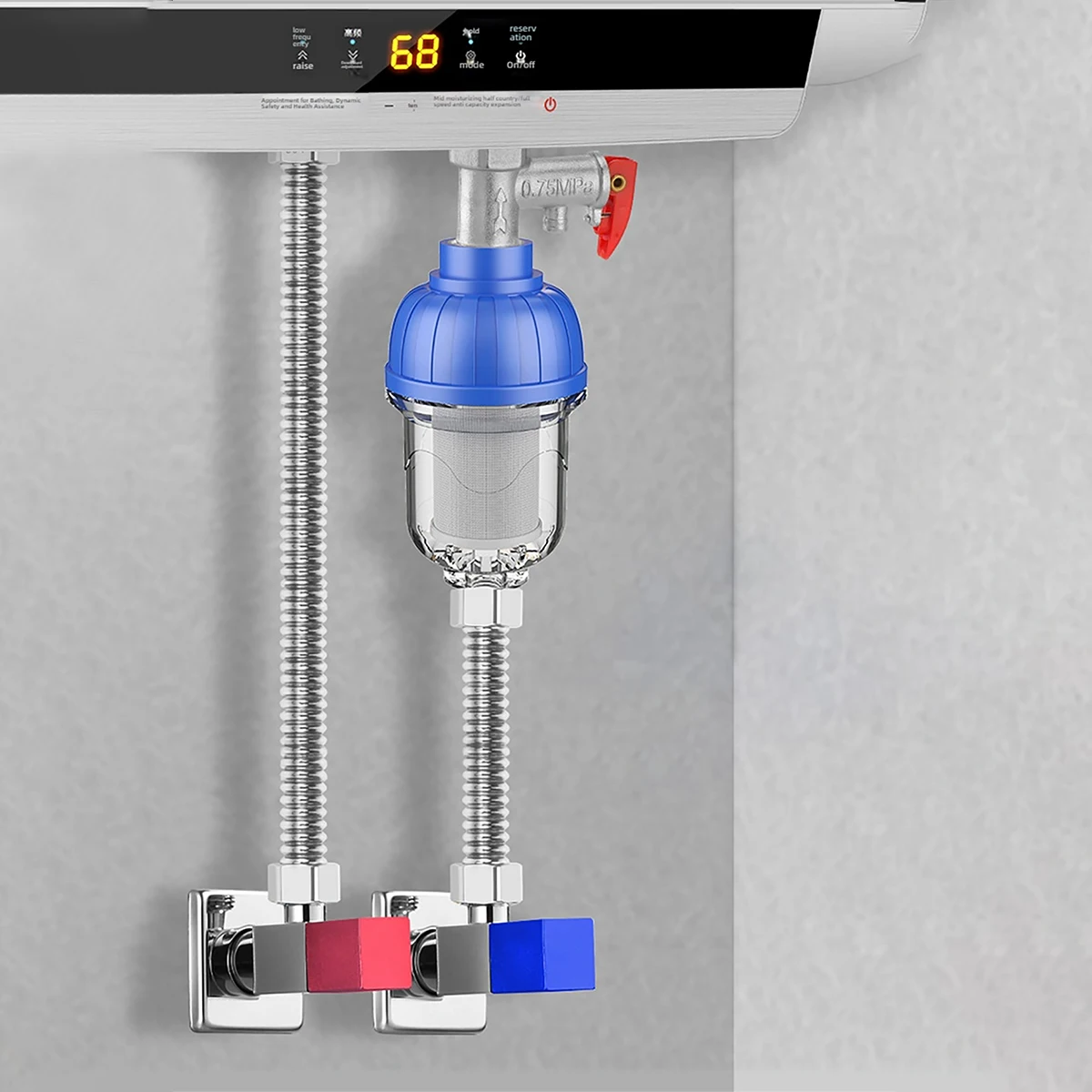 Universal Water Inlet Filter Transparent Visual Housing Removable for Cleaning Removes Rust and Sand Retains Minerals