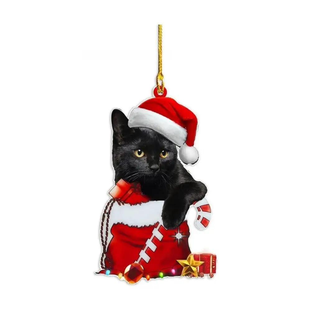 Acrylic Pet-Themed Christmas Tree Hanging Ornament - Festive 2D Design