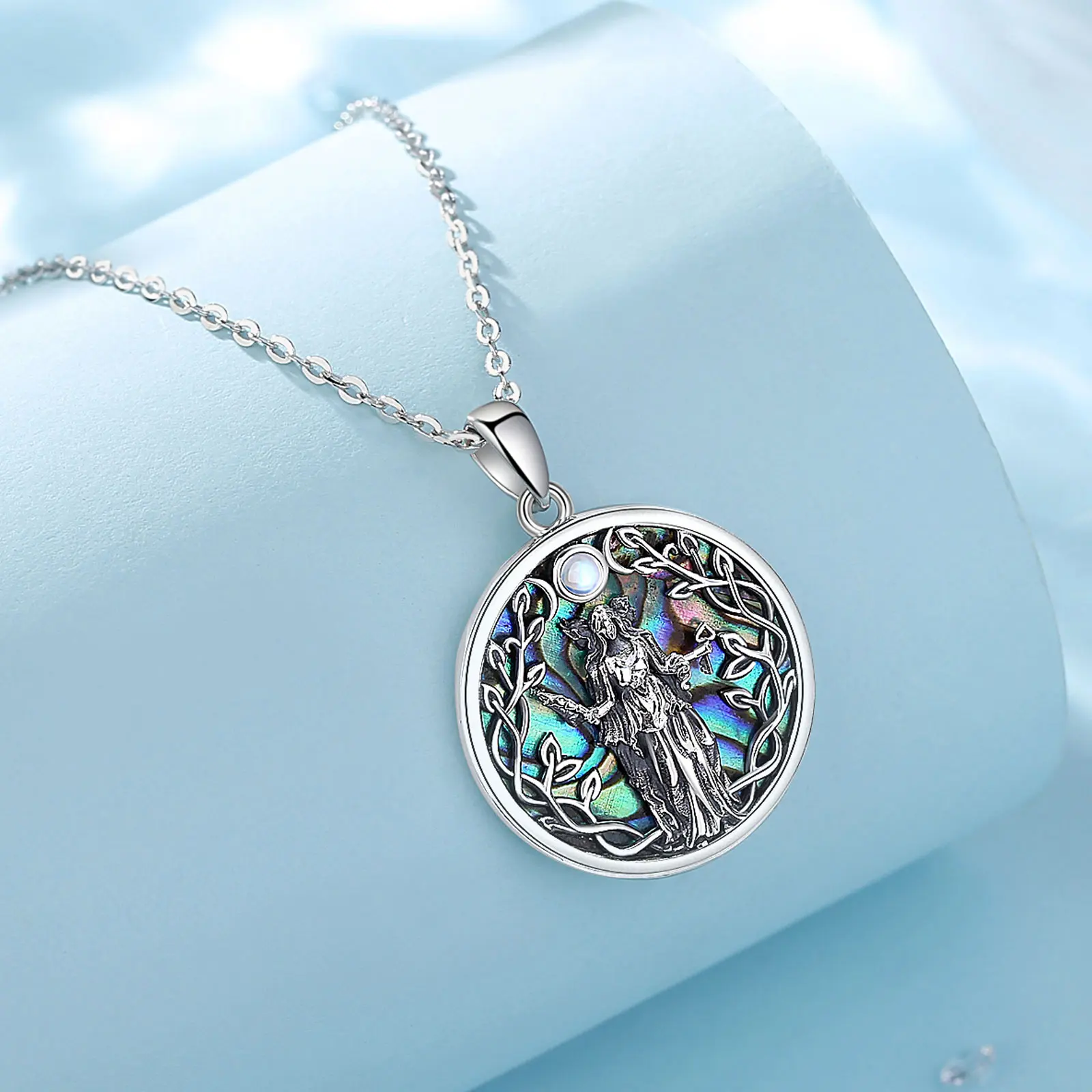 Eudora 925 Sterling Silver Hecate Dog Collana Tripla Luna Dea Amuleto Ciondolo Pietra di Luna Tripla Dea Gioielli Regalo Delle Donne  36