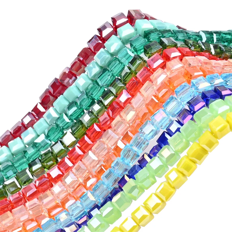 Cezch 8mm Cube Glas Perlen Einfarbig Galvanisieren Kristall Perlen Faceted Spacer Lose Perlen für Halskette Ohrring Schmuck Machen – Detail 3