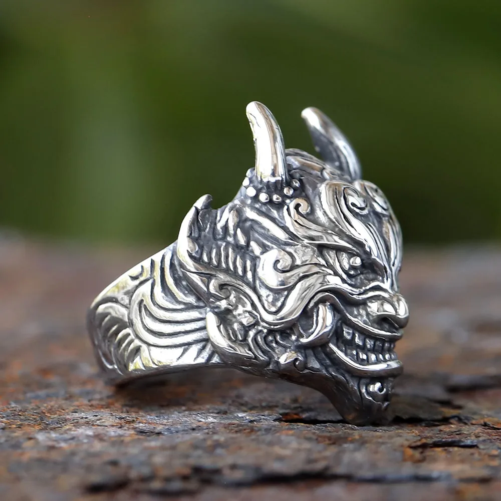 2024 new 316l Stainless Steel Vintage Silver Color Dragon