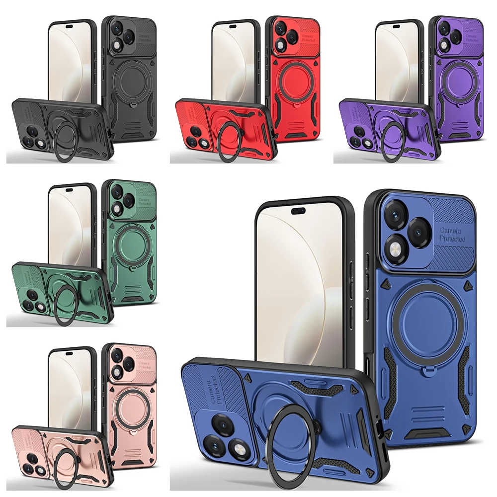 Luxury Armor Magnetic Phone Case with Ring Bracket and Bumper Back Cover