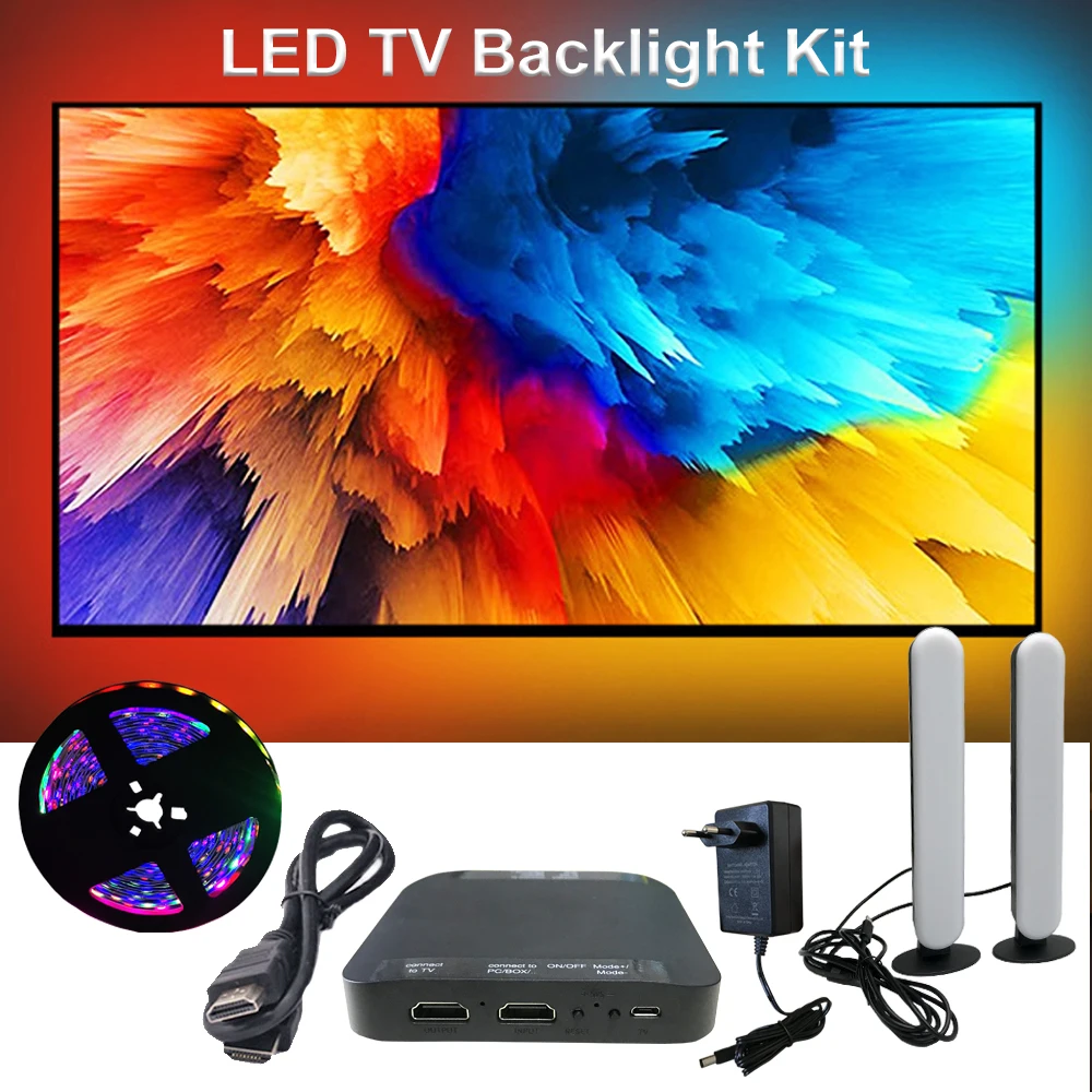 

Ambient TV Led Backlight 4K HDMI 1.4 2.0 Device Sync Box And Smart Light Bar Strip WS2812B RGBIC Kit Suit For 24-85Inch Monitor