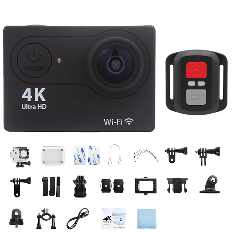 4K HD Action Camera WiFi 2.0-inch Screen 30FPS 170D Waterproof Helmet Cameras Remote Control Mini Sports Camera Video Camcorder action camera near me Action Cameras