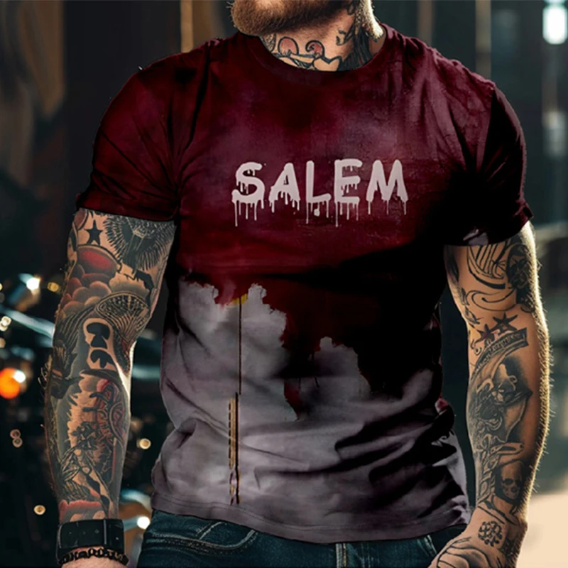 Men's Blood 3D Print Short Sleeve T Shirt Oversized Tee