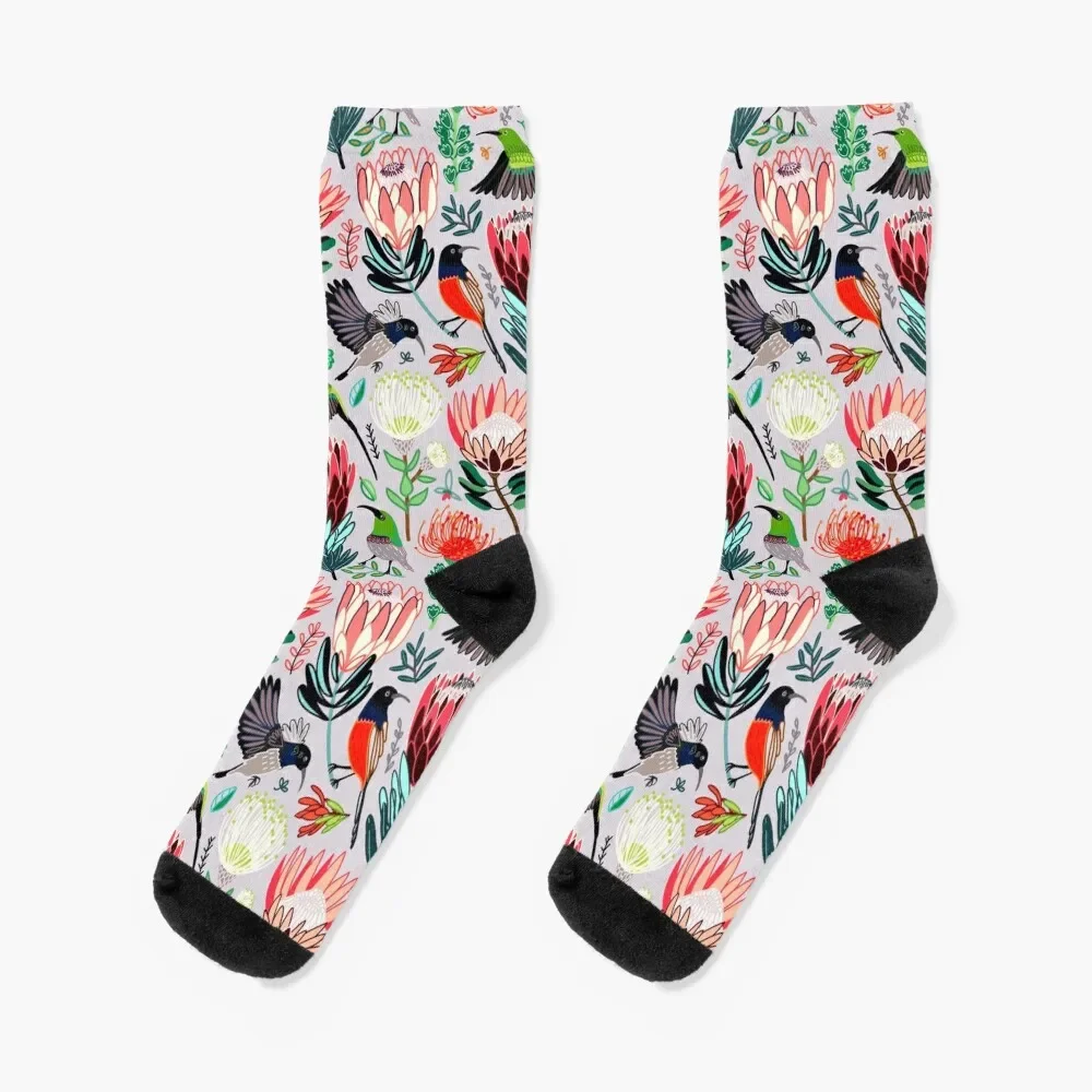 

Sunbirds & Proteas On Grey Socks Christmas gym gifts Women's Socks Men's