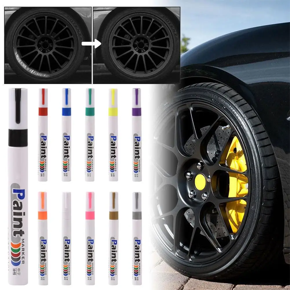 Paint Pen Waterproof Cars Wheel Tire Oily Mark Pen Paint Tyre Quick Marker Dry Graffiti Auto DIY Marker Rubber M2U1