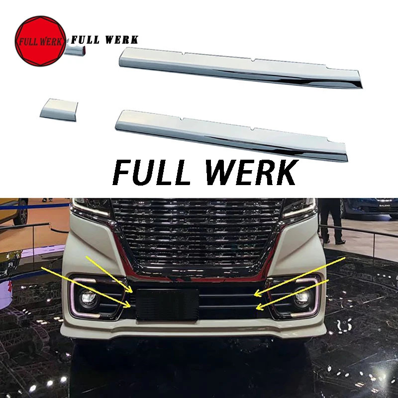 

1 Set ABS Car Front Lower Middle Net Trim Strip Decoration Cover Cap Sticker for Suzuki Spacia 2021 Exterior Accessory