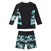 Little Boys Print Swimsuit Wetsuit Rash Guard Long Sleeve Top with Shorts Set Bathing Suit Swimwear Surfing Clothing Beachwear 2