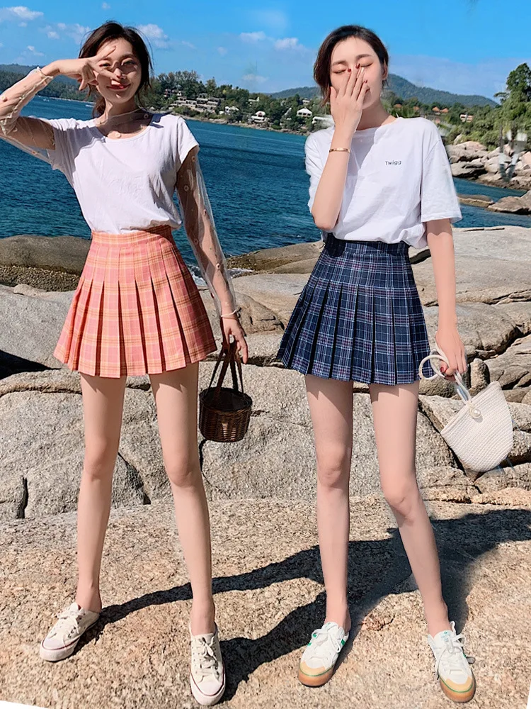 black denim skirt Summer Women Skirts 2022 New Korean High Waist Plaid Mini Skirt Women School Girls Sexy Cute Pleated Skirt with Zipper maxi skirt