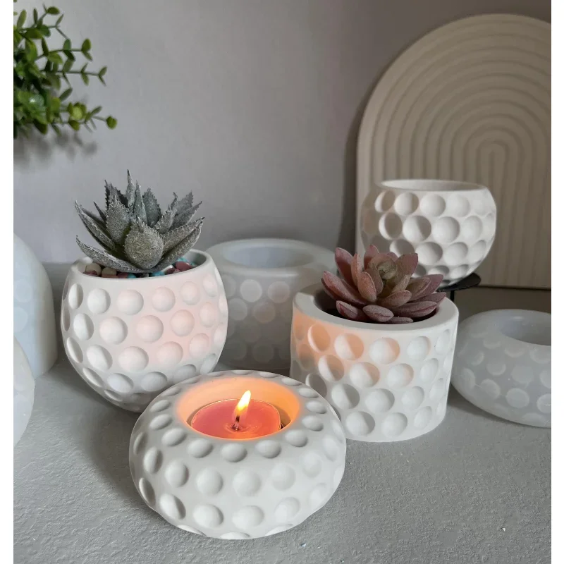 

Candle Flower Pot Silicone Mold UV Epoxy Plaster Concrete Storage Box DIY Resin Mould Home Decor Jar Pot Round Planter Mould