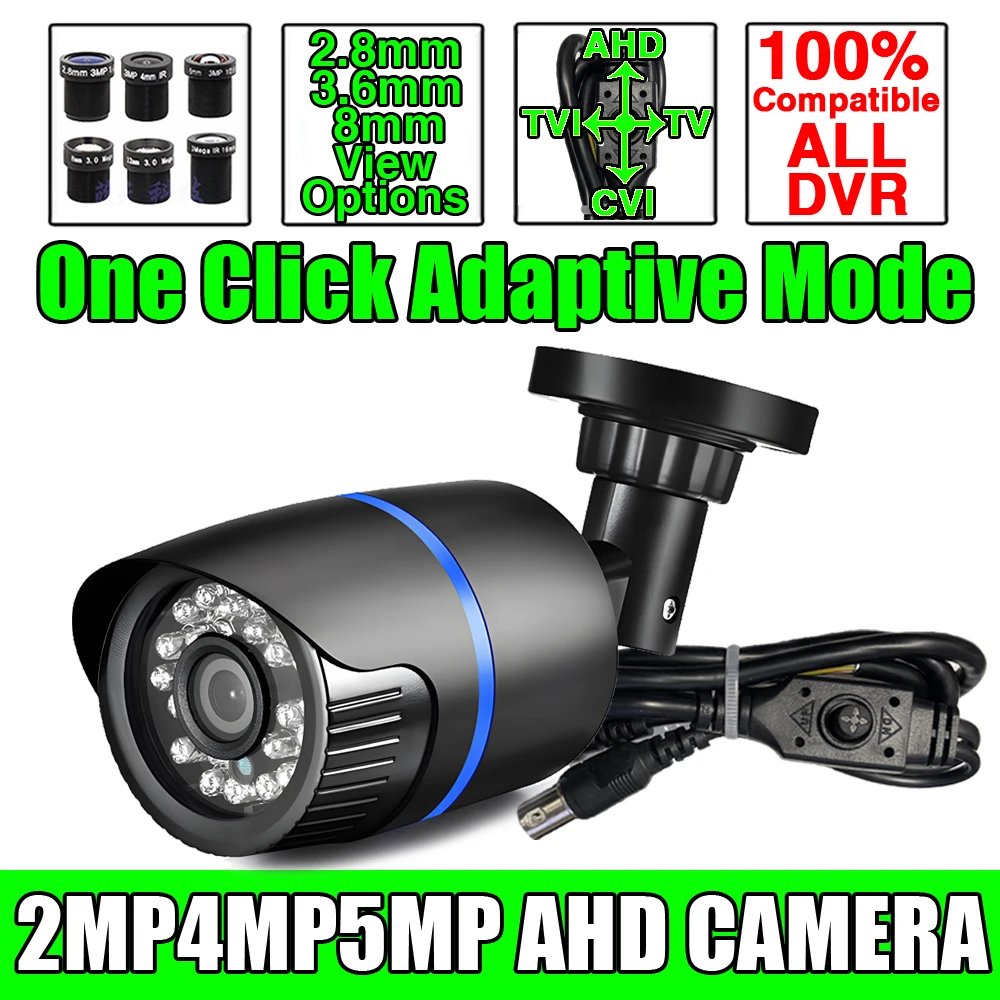 CVBS/TVI/CVI AHD 4in1 실외 카메라 4K 울트라 HD 1080P 5MP 4MP 플러그 앤 플레이 미니 방수 IP66 감시 브래킷 포함