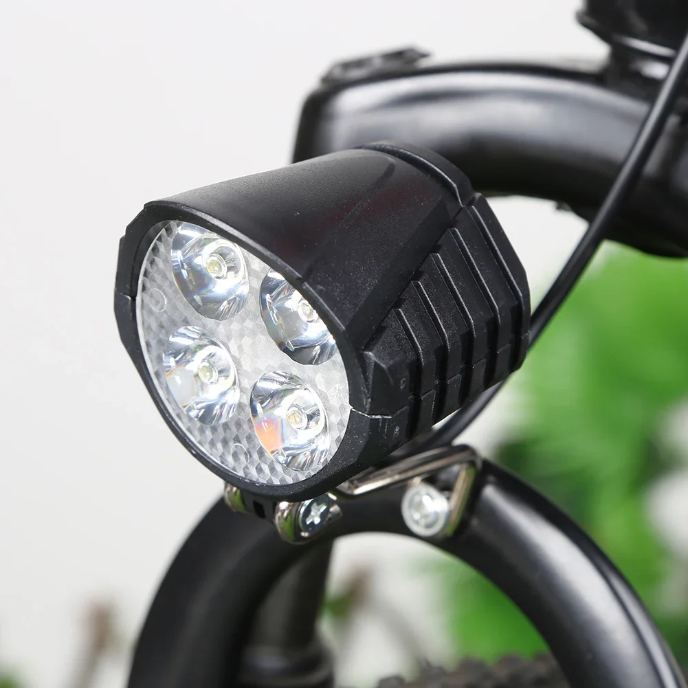 48V E-Bike Horn Light High Power Electric Bicycle Scooter LED Headlight Front Lamp Waterproof Outdoor Cycle Biking Accessories