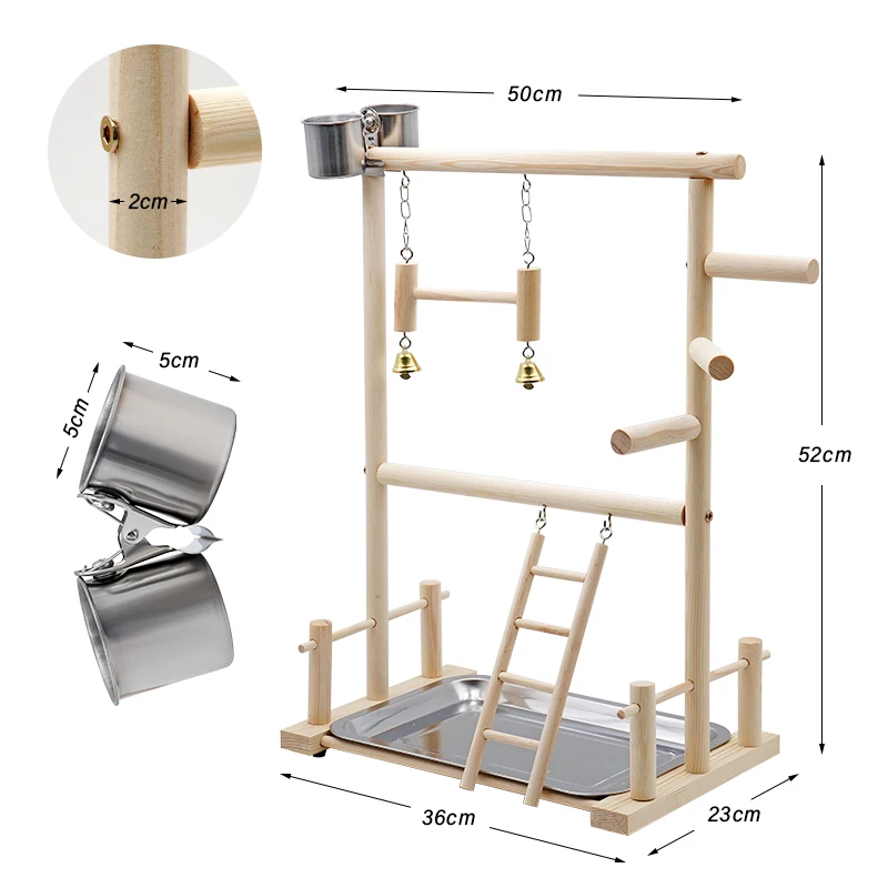 1set Parrot solid wood game stand with bird house Parrot stand perch ladder toy bird swing playground