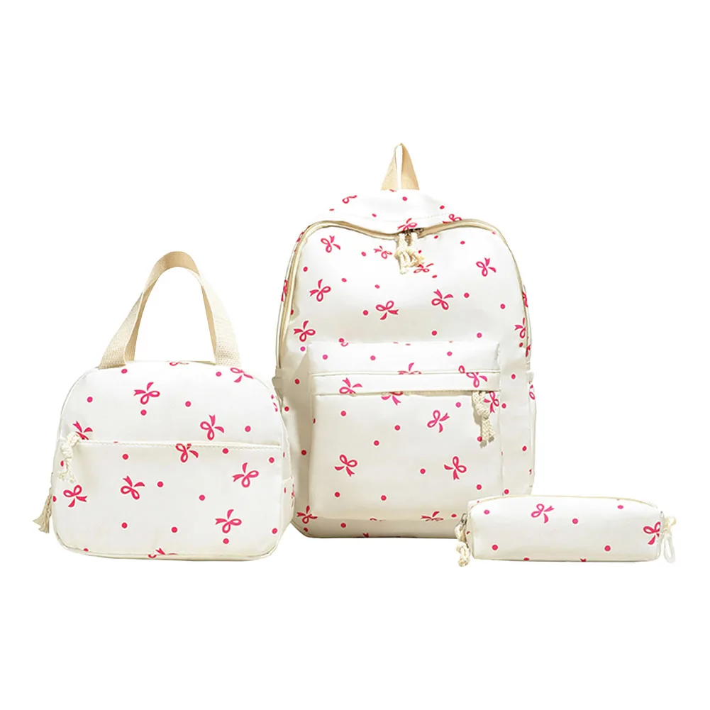3Pcs Kawaii Nylon Backpack with Handbag & Pencil Case All-Match School Bag Lovely Bow Laptop Backpack School Outdoor Backpack 5