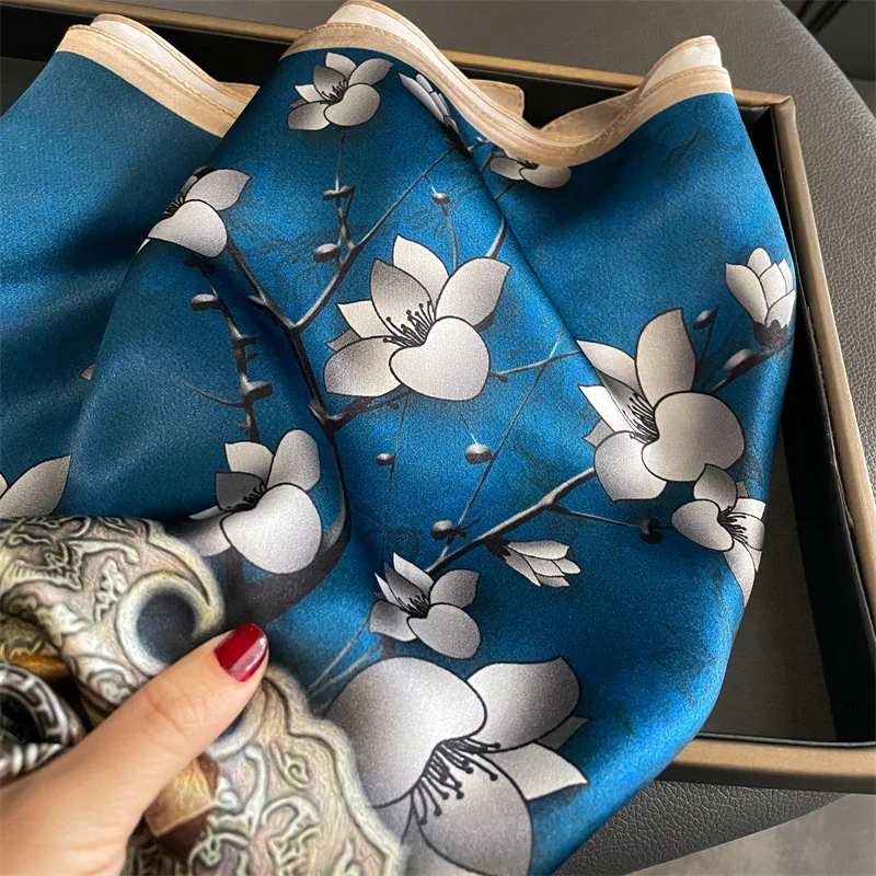 100% Real Silk Scarf New 70CM Natural Shawl Wraps Women Ladies Fashion Scarves Foulard Bandana Square Headband Hijab Pashmina 5