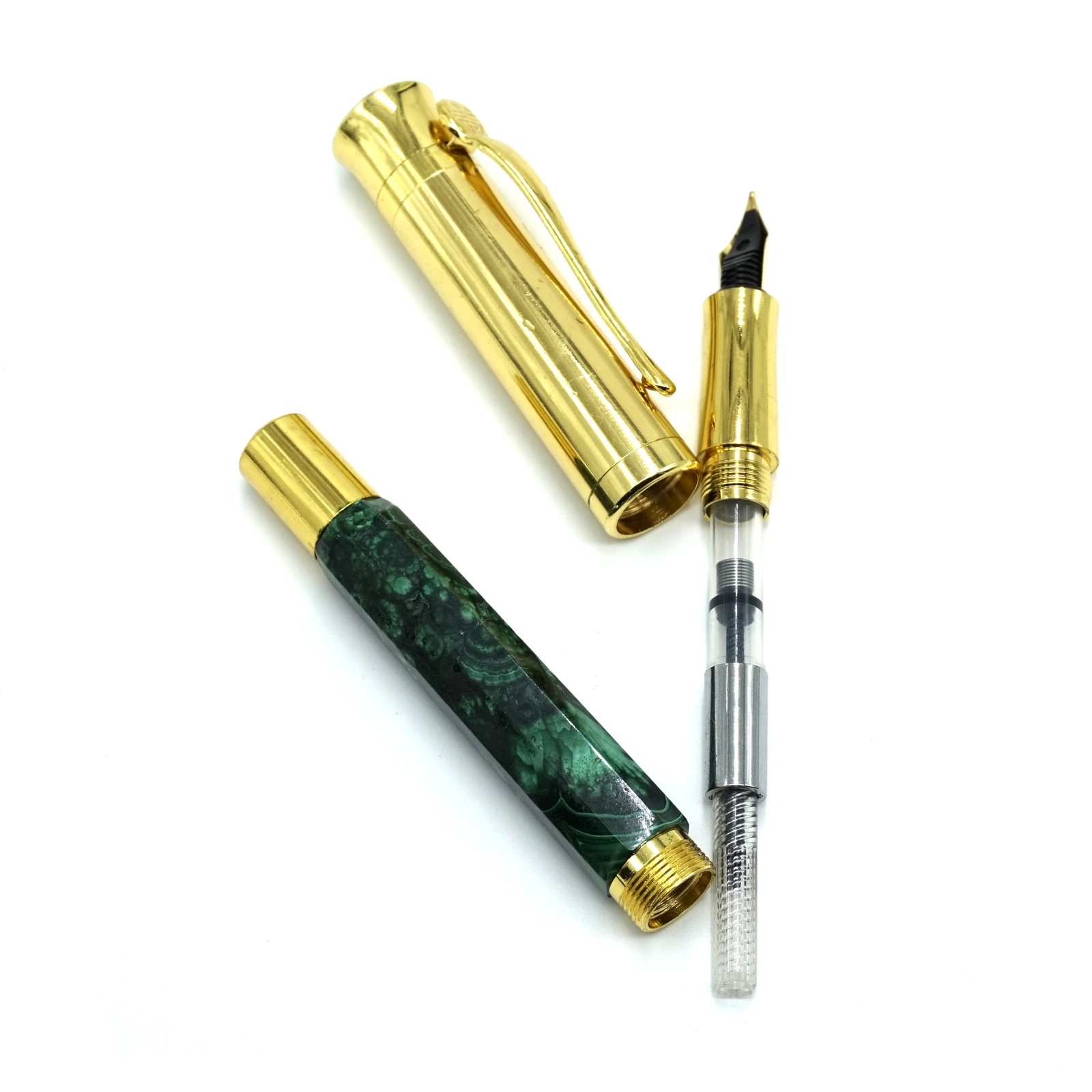 천연 콩고 말라카이트 만년필, 럭셔리 품질, 0.7mm, 1.0mm 펜촉, 수집용 럭셔리 멋진 글쓰기 무료 선물 상자