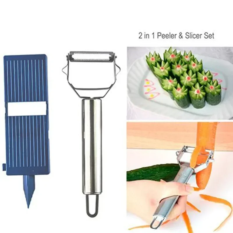 2 in 1 Peeler Slicer Set Kitchen Peeler Shred Vegetable Cutter Potato Carrot Grater Tool Kitchen Gadgets and Accessories Cooking