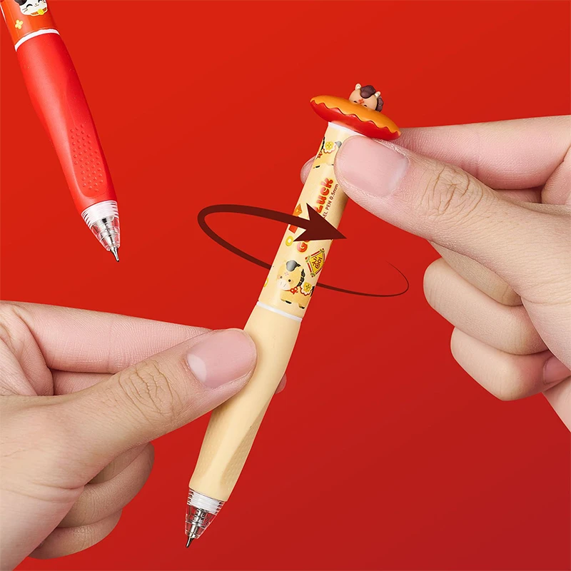 새롭고 귀여운 회전형 무 젤 펜 0.5mm 재미있는 동물 모양의 속건성 펜, 창의적인 회전형 무 포켓 펜 (학교 및 사무실용)