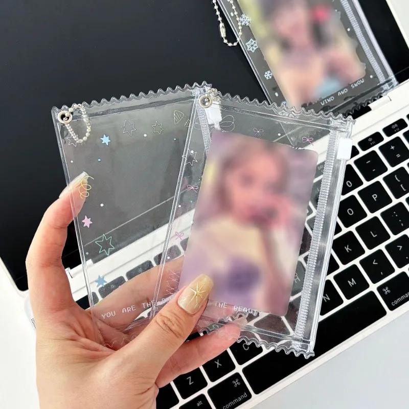 Transparent Plastic ID Card Holder Zipper Closure Protective Organizer Case Portable Small for Storage