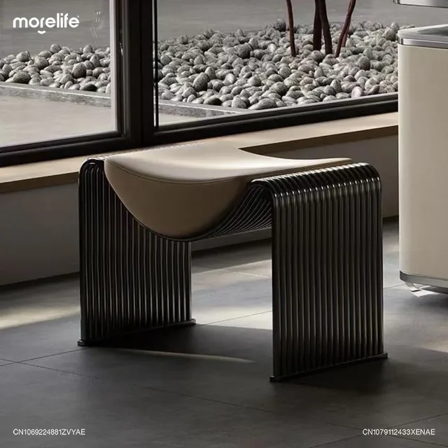 Poggiapiedi per corridoio italiano Panca per trucco ottomana Sgabelli per ospiti di design in acciaio inossidabile Sgabello per cambio scarpe Mobili FS+ 6