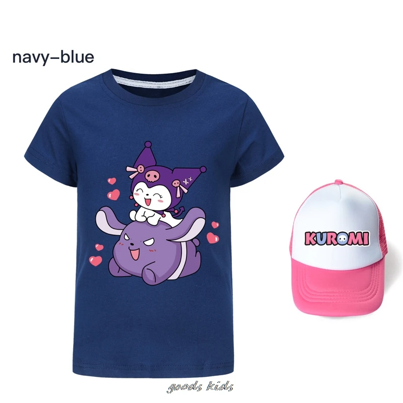 Летняя Милая футболка Kuromi Melody От 1 до 15 лет, уличная одежда для подростков и девочек, детские футболки с коротким рукавом, женская одежда, футболки, топы