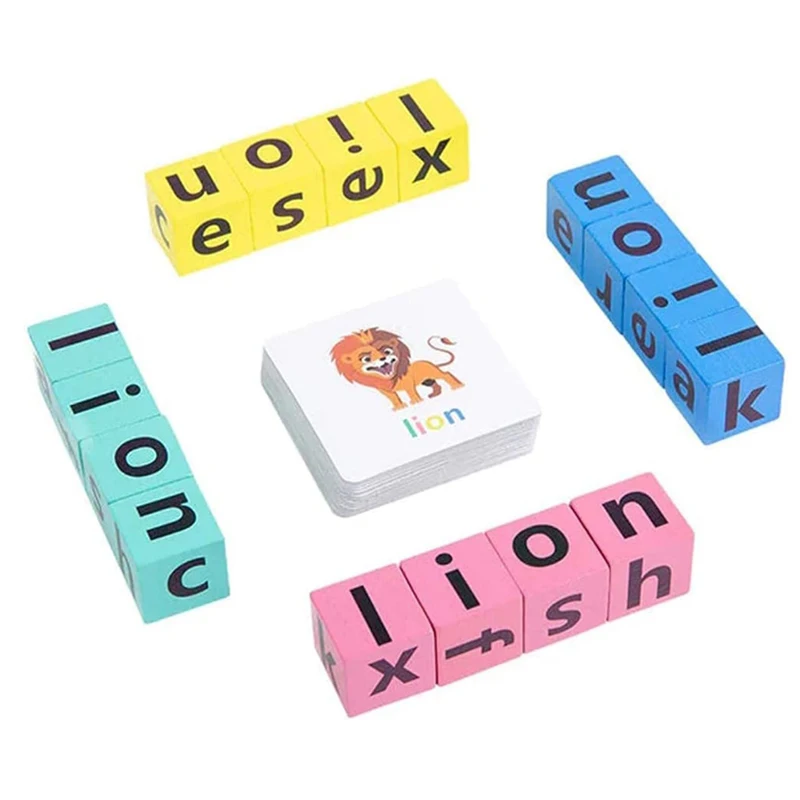 

Montessori Teaching Aids English Words Spelling Table Games Wooden Letters Blocks Early Learning Educational Cognition Kids Toys