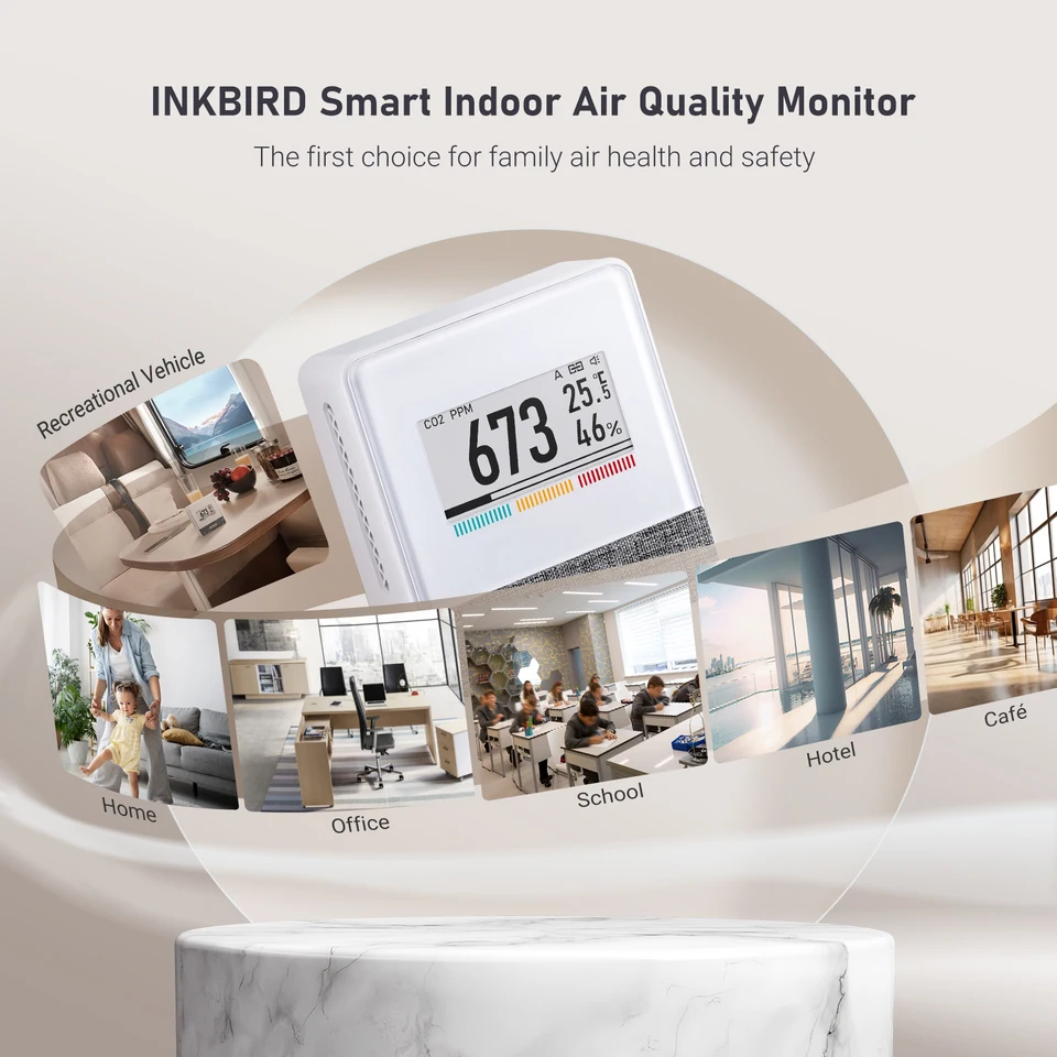 Inkbird IAM-T1 CO2 Meter - Luchtkwaliteit Monitor Met App, 4 Jaar Batterij