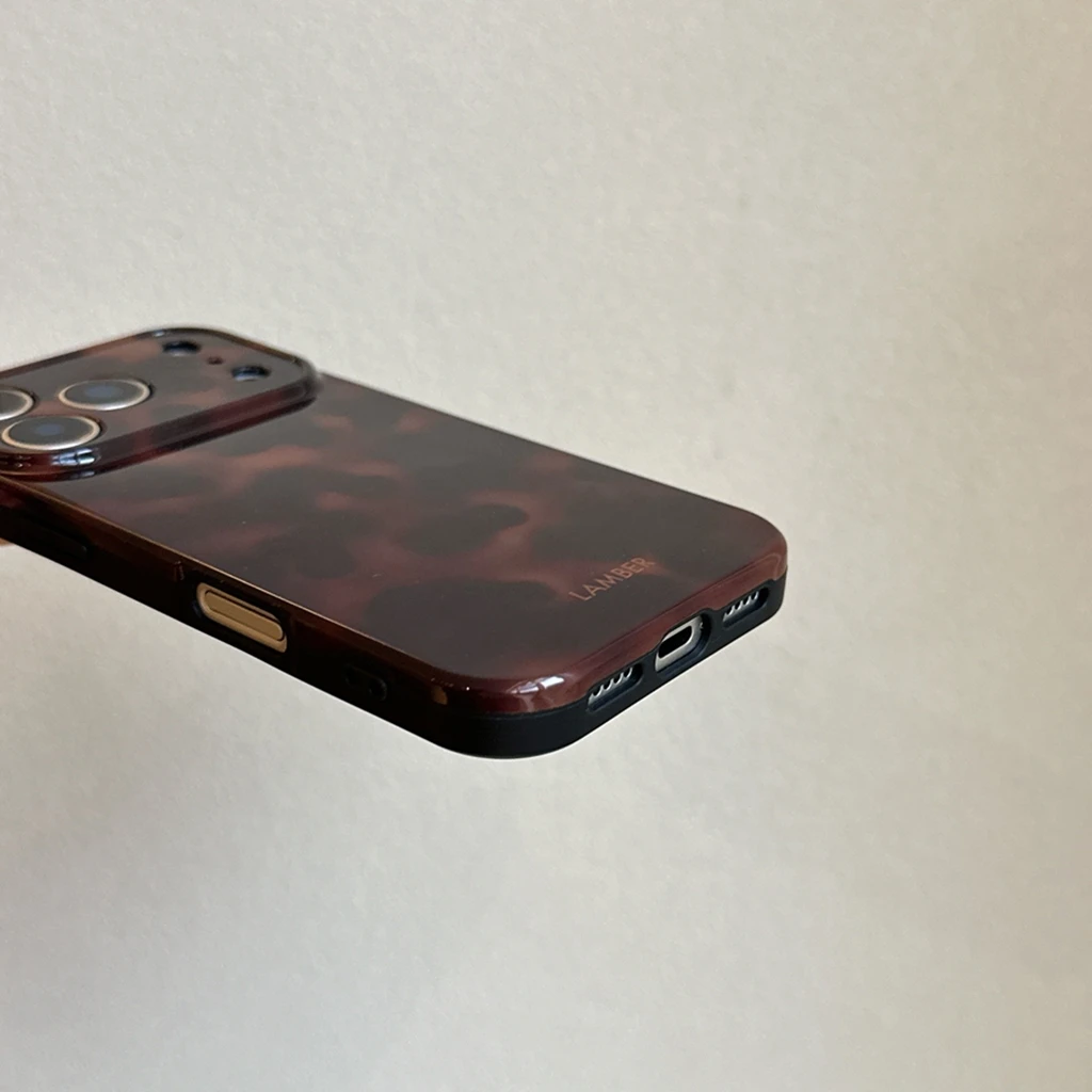 Retro Stylish Amber Color Lamber Pattern Glossy Phone Cover Case for iPhone 17 16 15 14 13 12 Pro Max Plus Air Image 16