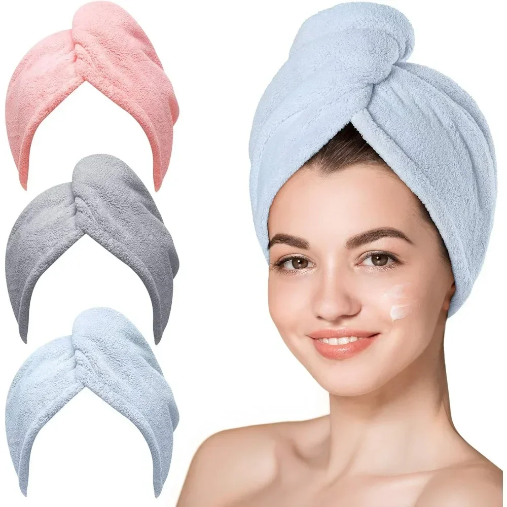 Dry hair cap super absorbent quick-drying thickened hair washing tie bath cap wiping head towel 70*25 cm 3 colors Mixed