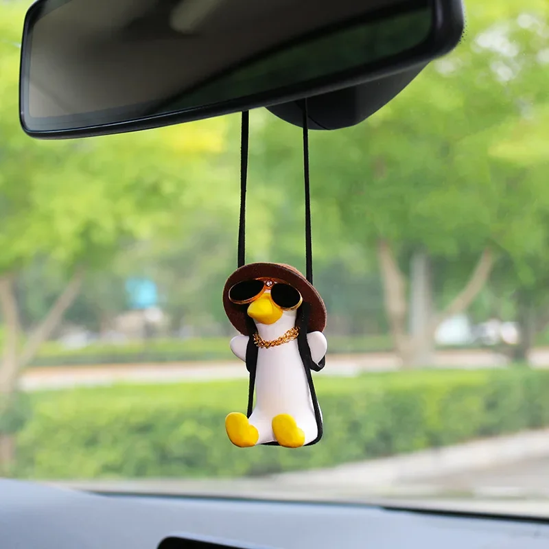 Cute Anime Duck Pendant Auto Rearview Mirror Ornament