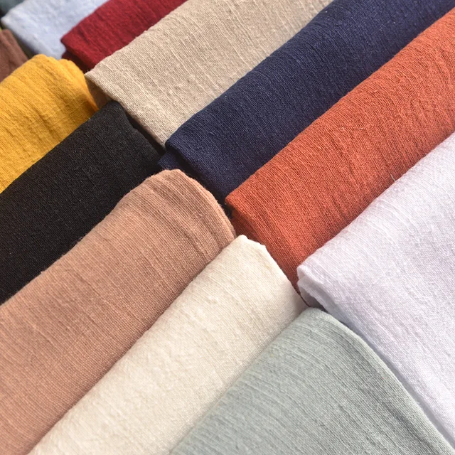 130x50 cm mince couleur unie traitement de lavage du sable coton lin tissu flou tissu doux bricolage robe robes vêtements à la main 6