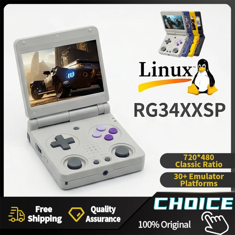 ANBERNIC RG34XX SP Linux Handheld Player Wireless Flip Cover HD PSP Arcade 64-Bit Game Console H700 Quad-Core Lpddr4_voghion.com
