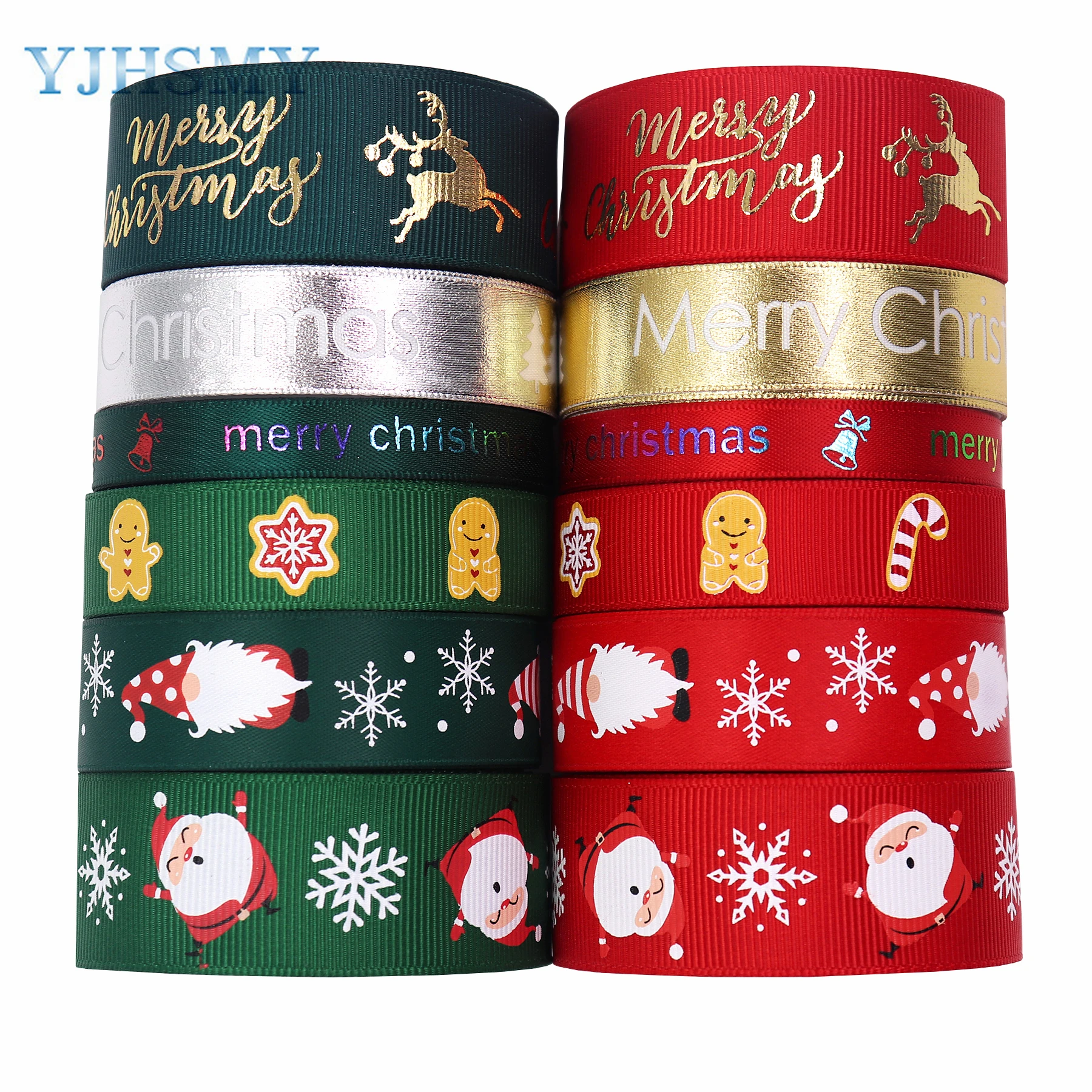 Travelwant 5Pcs/Set Christmas Ribbon, Grosgrain Ribbons Xmas Polyester Ribbons  for Gift Wrapping Crafts Decoration Holiday 