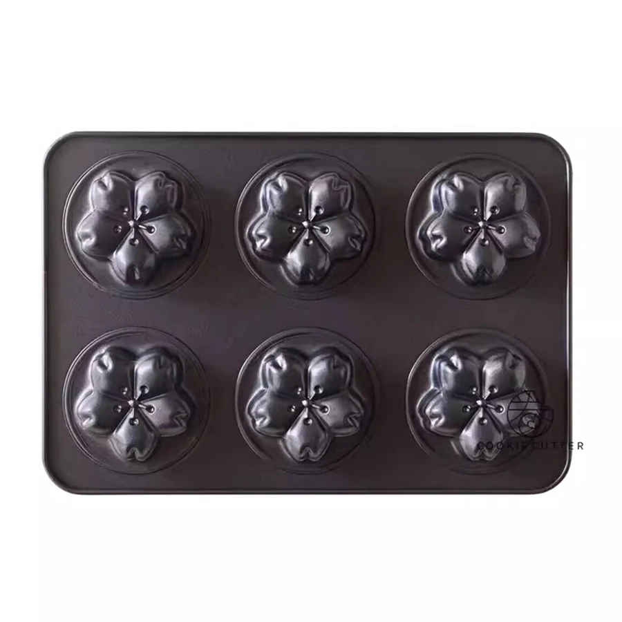6 Cavity Cherry Blossom Flower Shape Carbon Steel Madeleine Muffin Cake Pan Bread Mousse Cake Baking Accessories Kitchen Mold