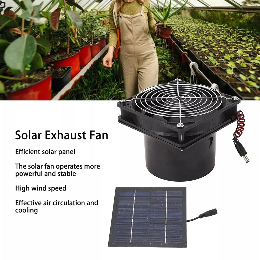 50W Solar Exhaust Fan Solar Panel Monocrystalline Silicon Panel For Outdoor Cooling Kitchen Greenhouse Pet House Exhaust