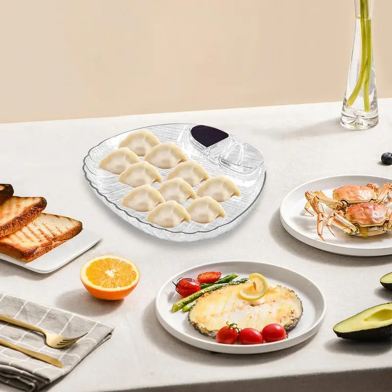 Fruit Serving Dishes Transparent Shell Shape Serving Dishes Household Plate With Dipping Saucer Portable Fries Plate For