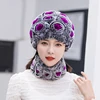 Winter Knitted 100% Natural Fur Hats Scarves Sets Women Warm Real Rex Rabbit Fur Hat Scarf Lady Fashiom Thick Rex Rabbit Fur Hat 3