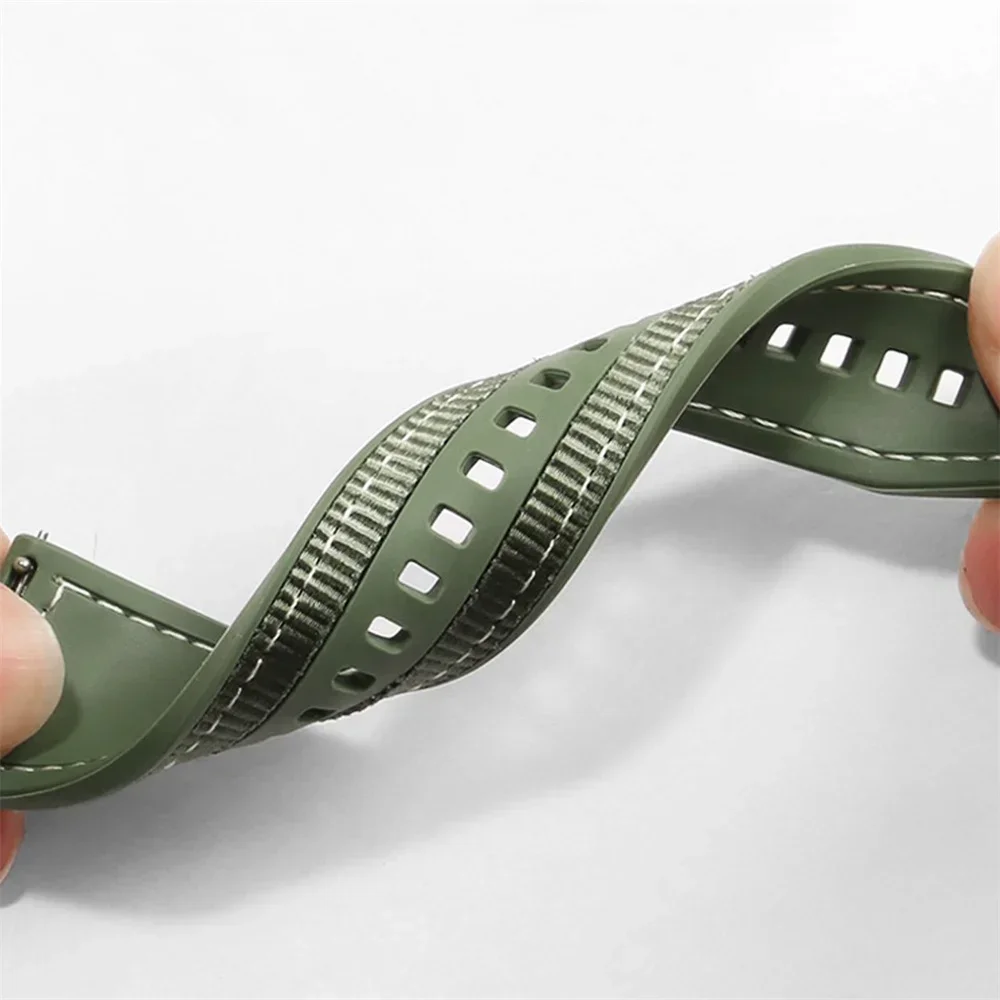 Durable Nylon+Silicone Sport Strap, 22mm Adjustable Bracelet