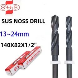 1PCS Taiwan SUS No's Drill Bit with 1/2 reduced shank 13/15/17/19/24/25/28-36mmX140mm length