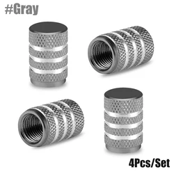 Universal Aluminum Tire Valve Caps - Set of 4, Dustproof for Cars, Motorcycles, and Bicycles (Gray Valve Caps)