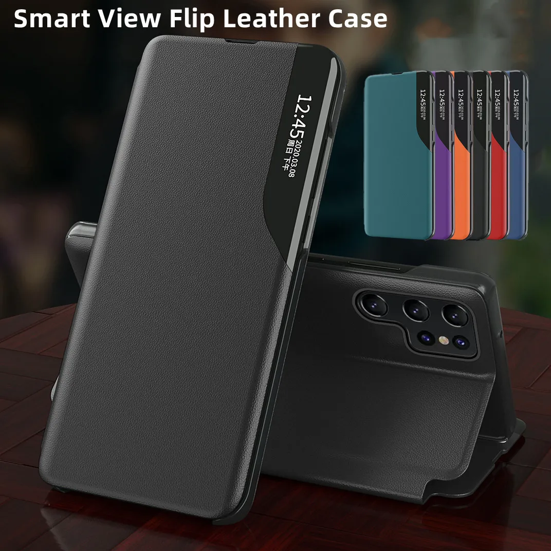 Magnetic Flip Leather Phone Case with Window and Anti-Fall Protection