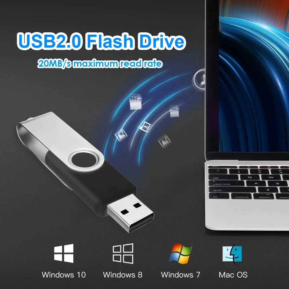 

10PCS USB 2.0 Flash Drive 8GB 16GB 32GB Memory Mini Pen Drive 100% Full Capacity External Portable Rotating Storage U Disk