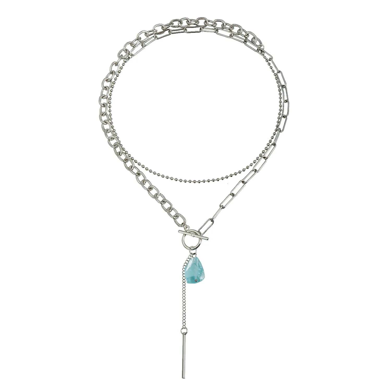 Women's Fashion Trend Handmade Bead Necklace Stone Pendant Earrings Jewelry Sets 5