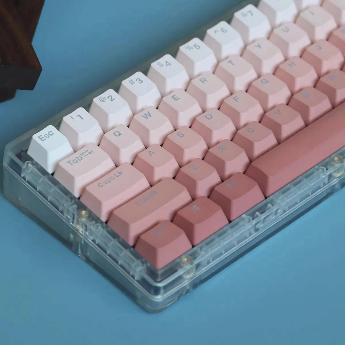Teclado Retroiluminado para Teclado Mecânico para Jogos Pbt Keycaps Transparente Nevoeiro Azul Rosa Gradiente Oem 108 Chaves