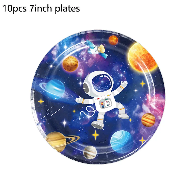 Astronauten-Partyzubehör, Planet, Raketen, Einweg-Pappteller, Tassen, Servietten, Tischdecke, Weltraum-Thema, Geburtstagsparty-Dekoration – Detail 4