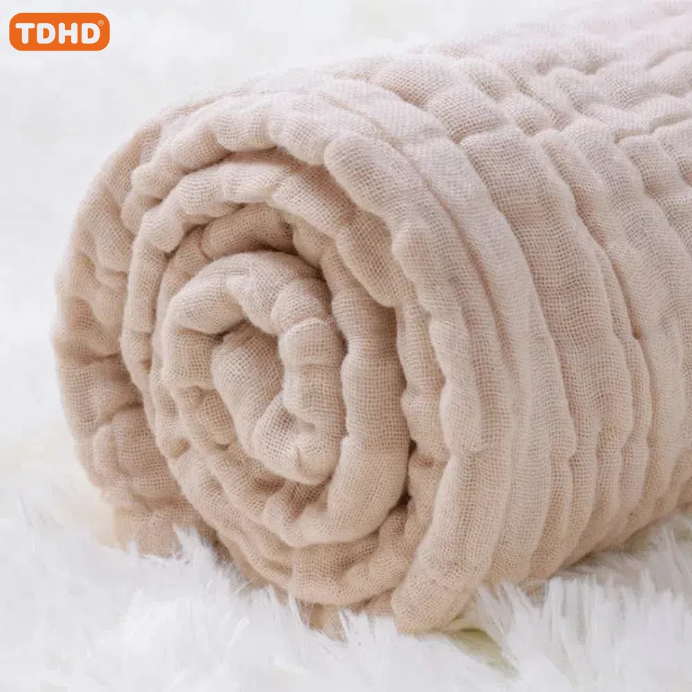 TDHD Baby Bath Towel 6 Layers Infant Gauze Receiving Blanket 1pc Kid Swaddle Wrap Bedding Pure Cotton Bubble Muslin Baby