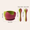 3PCS Baby Silicone Tableware Sets Newborn Feeding Suction Bowl Soft Spoon Fork Training Baby Dinner Set Baby Accessories 4