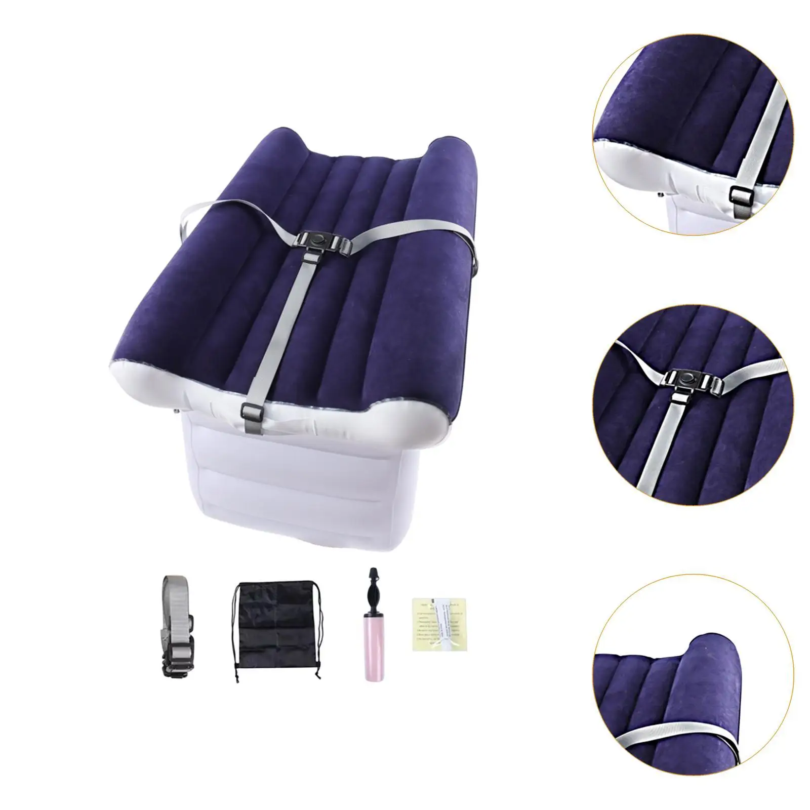 Inflatable Airplane Bed with Belt Car Back Seat Mattress Portable Travel Essential with Pump Airplane Seat Extender for Toddlers 5